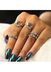 Silver Metal Bohemian Geometric Shape Ring Set for Women