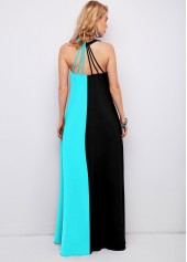 Spaghetti Strap Color Block Maxi Dress