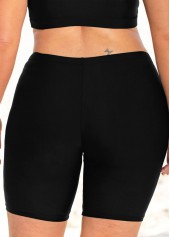 Striped Black Ruched Detail Tankini Top-No Bottom