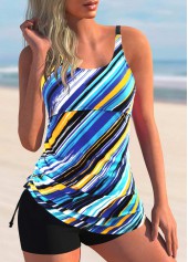 Striped Multi Color Tie Side Tankini Set