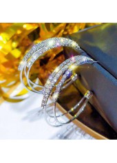 Silver Rhinestone Design C Shape Earrings