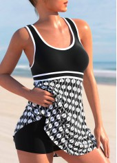 Polka Dot Criss Cross Black Tankini Top-No Bottom