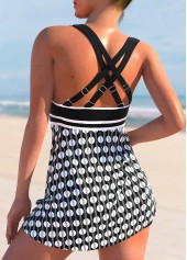 Polka Dot Criss Cross Black Tankini Top-No Bottom