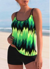 Ombre Double Straps Green Tankini Top-No Bottom