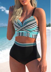Black High Waisted Polka Dot Bikini Set
