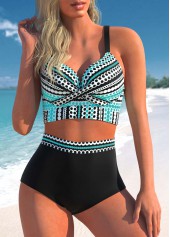 Black High Waisted Polka Dot Bikini Set