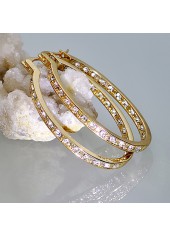 Rhinestone Design Circle Detail Gold Earrings