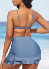 High Waisted Drawstring Dusty Blue Bikini Set