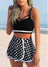 Polka Dot Cut Out Black Bikini Top-No Bottom