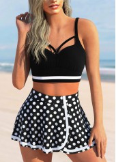 Polka Dot Cut Out Black Bikini Top-No Bottom