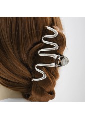 Wave Design Silvery White Metal Detail Barrette