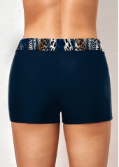 Mid Waisted Navy Plus Size Leopard Swim Shorts