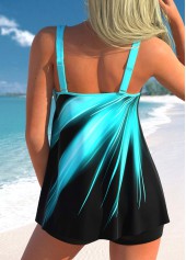 Double Straps Ombre Cyan Tankini Set