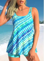 Tie Dye Print Cyan Tankini Top-No Bottom