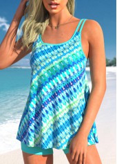 Tie Dye Print Cyan Tankini Top-No Bottom
