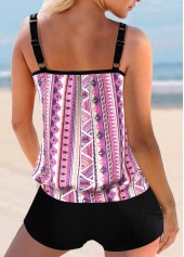 Geometric Print Light Pink Tankini Top-No Bottom