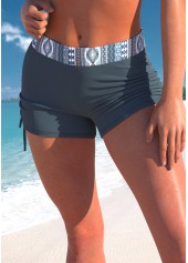 Tribal Print Dusty Blue Mid Waisted Swim Shorts