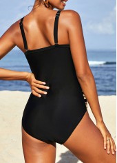Leopard Patchwork Black One Piece Swimwear
