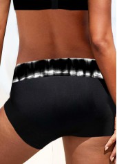 Mid Waisted Black Tie Dye Print Swim Shorts