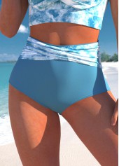 Tie Dye Print Dusty Blue High Waisted Bikini Bottom