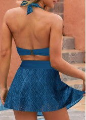 Lace Tie Back Navy Bikini Top-No Bottom