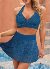 Lace Tie Back Navy Bikini Top-No Bottom