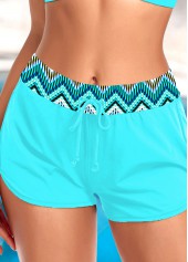 Mid Waisted Cyan Geometric Print Swim Shorts
