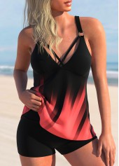 Tie Dye Print Criss Cross Tankini Top-No Bottom