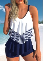 Contrast Handkerchief Hem Navy Tankini Top-No Bottom