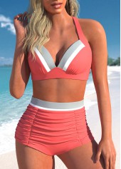 Tie Back Criss Cross Coral Bikini Top-No Bottom
