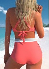 Tie Back Criss Cross Coral Bikini Top-No Bottom