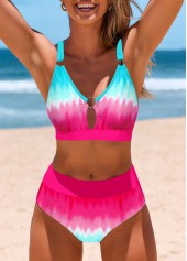 Ombre Metal Ring Multi Color Bikini Top-No Bottom