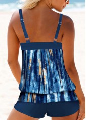 Geometric Print Circular Ring Blue Tankini Top-No Bottom