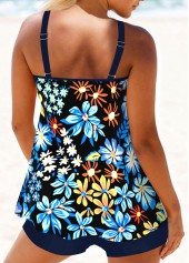 Floral Print Circular Ring Multi Color Tankini Set