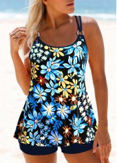 Floral Print Circular Ring Multi Color Tankini Set