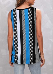 Polka Dot Circular Ring Black Tank Top