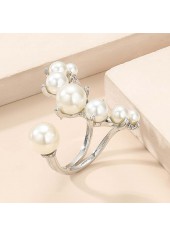 Silvery White Asymmetry Pear Detail Ring
