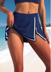 Mid Waisted Tropical Plants Print Patchwork Tankini Set