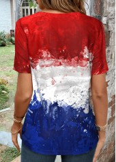 Flag Print Twist Multi Color T Shirt