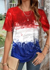 Flag Print Twist Multi Color T Shirt
