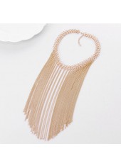 Chain Detail Fringe Design Gold Necklace