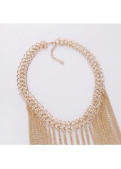 Chain Detail Fringe Design Gold Necklace
