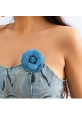 Stereoscopic Flowers Design Dusty Blue Rose Brooch