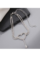 Silver Alloy Detail Heart Design Anklet