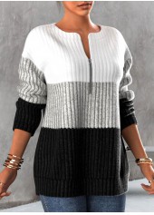 Black Round Neck Long Sleeve Zipper Sweatshirt