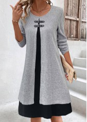 Tummy Coverage Light Grey Marl Long Sleeve Dress
