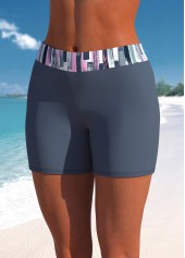 Mid Waisted Graffiti Print Drawstring Dark Grey Tankini Set