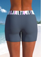 Mid Waisted Graffiti Print Drawstring Dark Grey Tankini Set