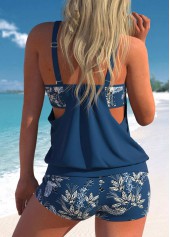 High Waisted Floral Print Cut Out Tankini Set