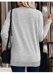 Cross Hem Light Grey Long Sleeve Round Neck Sweatshirt